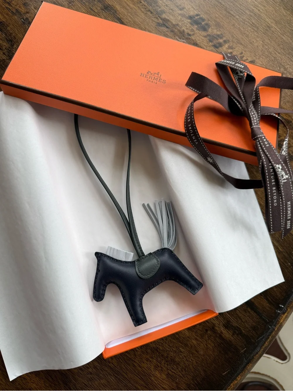 Authentic Hermes Rodeo PM Bag Charm Bleu Nuit Brume Vert Mangrove Green